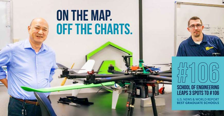 two males with a drone